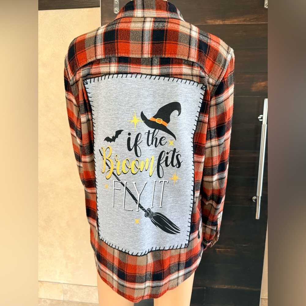 Upcycled George Broom Plaid Shacket Size M